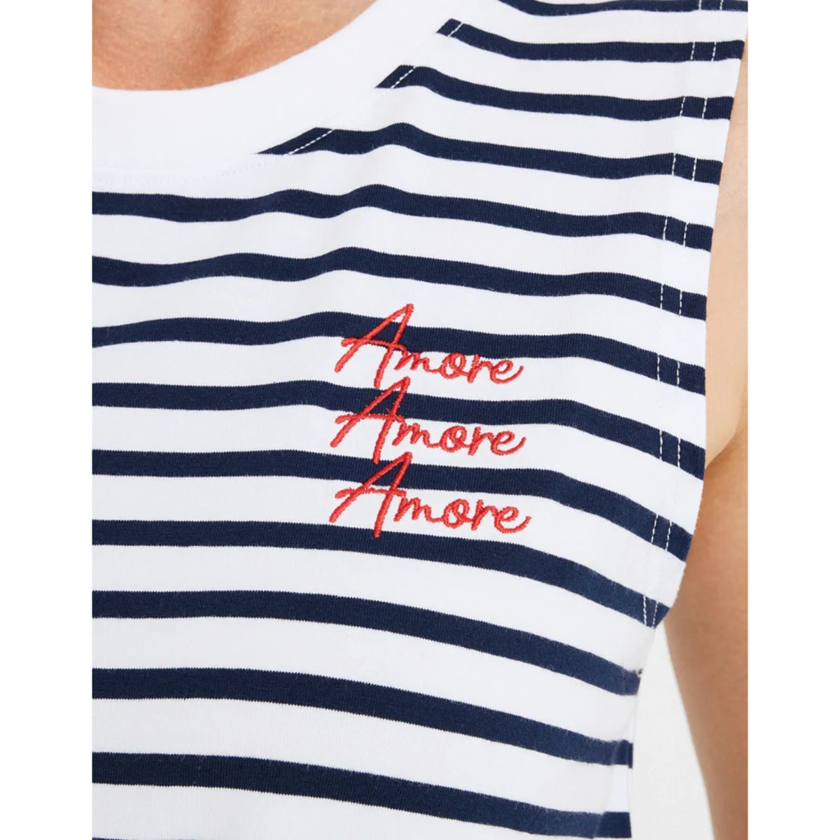 Camiseta Tirantes Blanca y Azul Marino - Rayti