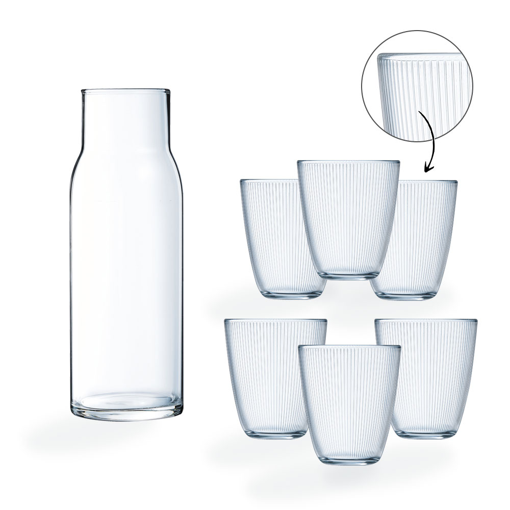 Set di caraffa 1L e 6 bicchieri da acqua da 31 cl Stripy