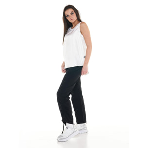Camiseta de tirantes de raso para mujer en blanco y negro