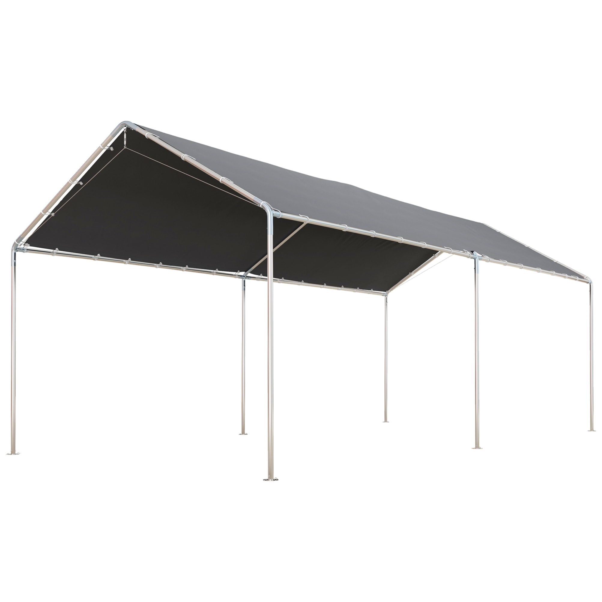 Cochera Exterior 3x6 m Carpa Garaje para Coche Impermeable con Toldo de Tela PE y Marco de Acero Galvanizado Pabellón Gazebo para Jardín Patio Gris