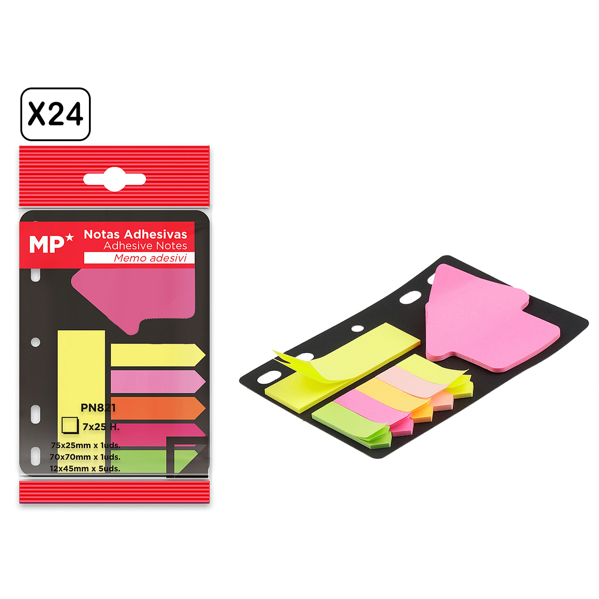 PACK 24 UNIDADES NOTAS ADHESIVAS PARA LAS CARPETAS 7 x 25 HOJAS
