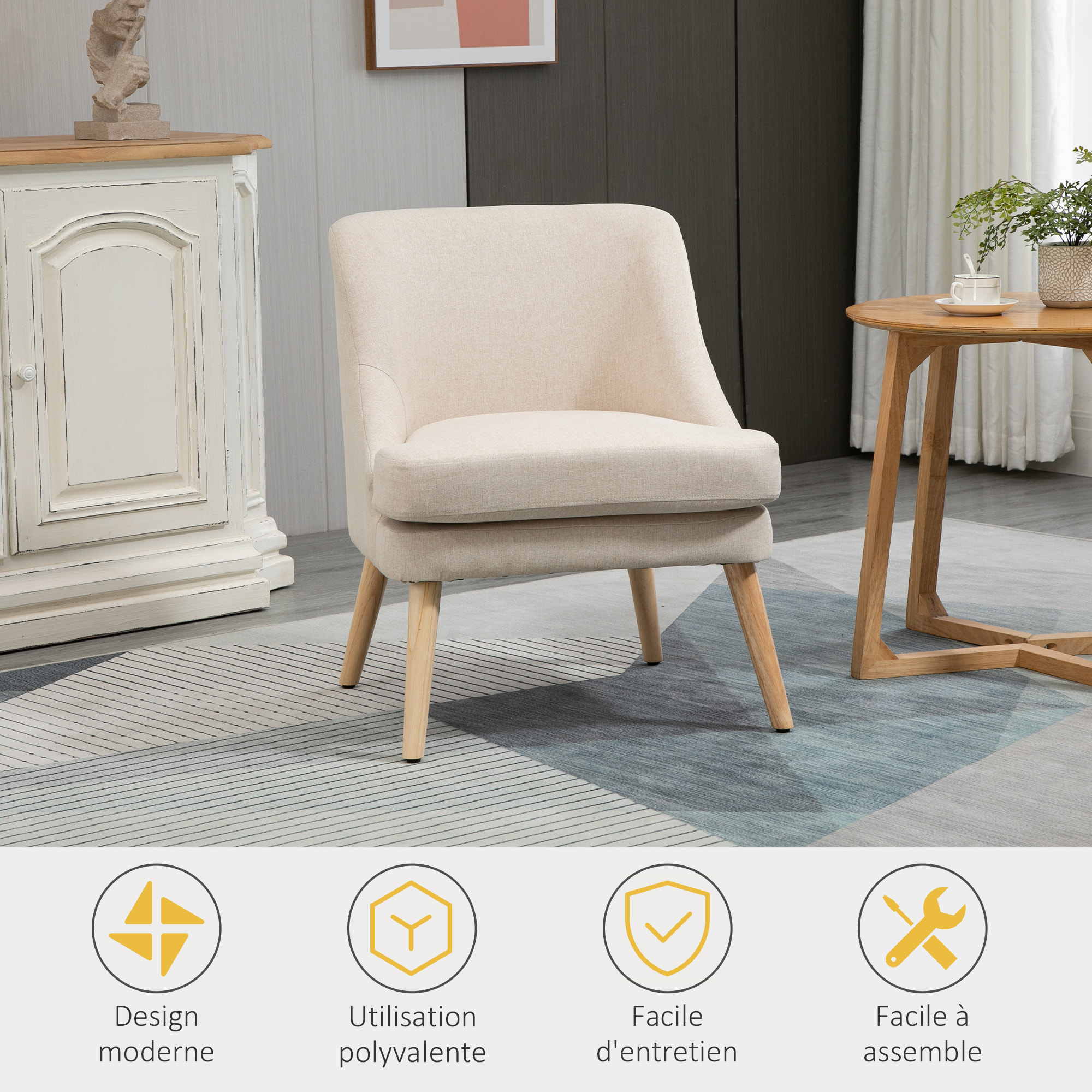 Fauteuil scandinave – Assise confortable – Style épuré