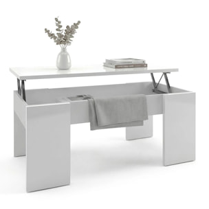Mesa de centro elevable con almacenaje en blanco artick 100x45-56 cm Vita Blanco Artik (Blanco Mate)
