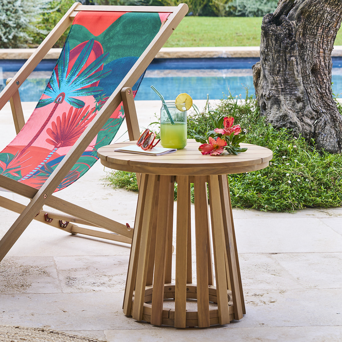 Table d appoint de jardin ronde "Osuna" 50 x 50cm en acacia