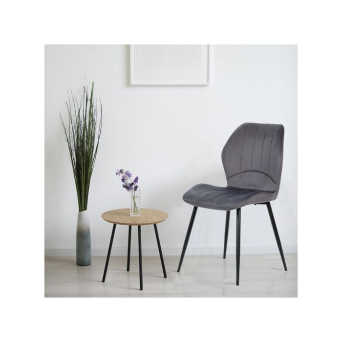 Chaise rembourrée en velours & pieds métal - FAUSTINE