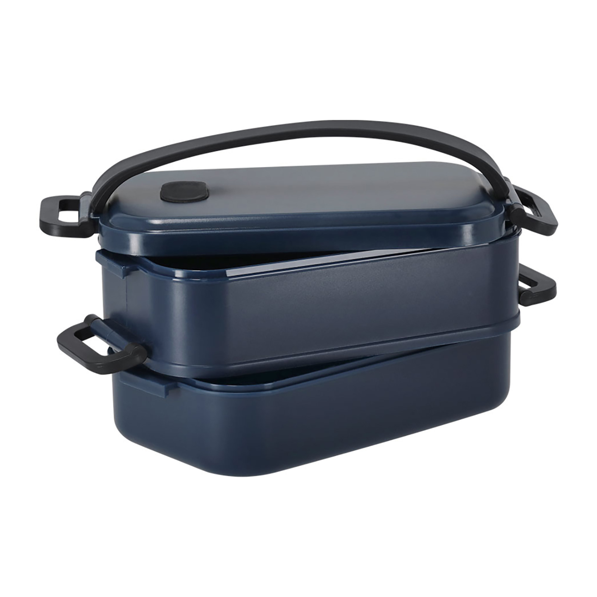 Lunch box da 1,6L di capacità. Realizzato in PP riciclato. Include 2 scomparti indipendenti con vassoi a chiusura ermetica, da 800 ml ciascuno.