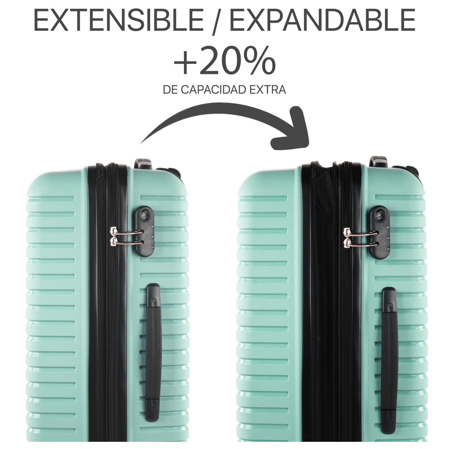 Juego De Maletas Rígidas Pp Itaca Glasgow Menta