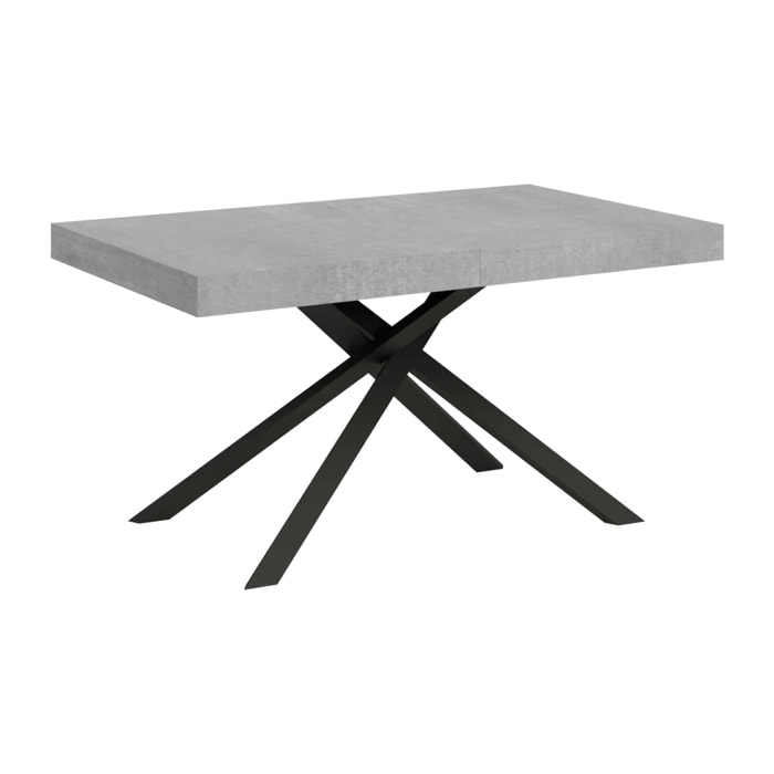 Mesa extensible 140x90/244 cm Karida Cemento estructura Antracita