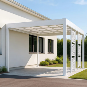 Carport voiture aluminium Blanc Trigano - LIBECCIO + 3 claustras