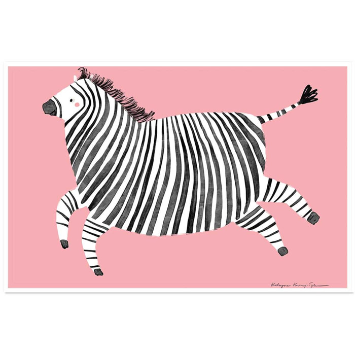 Affiche enfant zèbre rose  Affiche seule