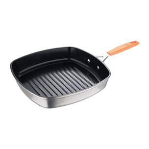 Juego de Sartén Asador 28x28cm + Wok Ø28cm en aluminio forjado para inducción COMPACT San Ignacio