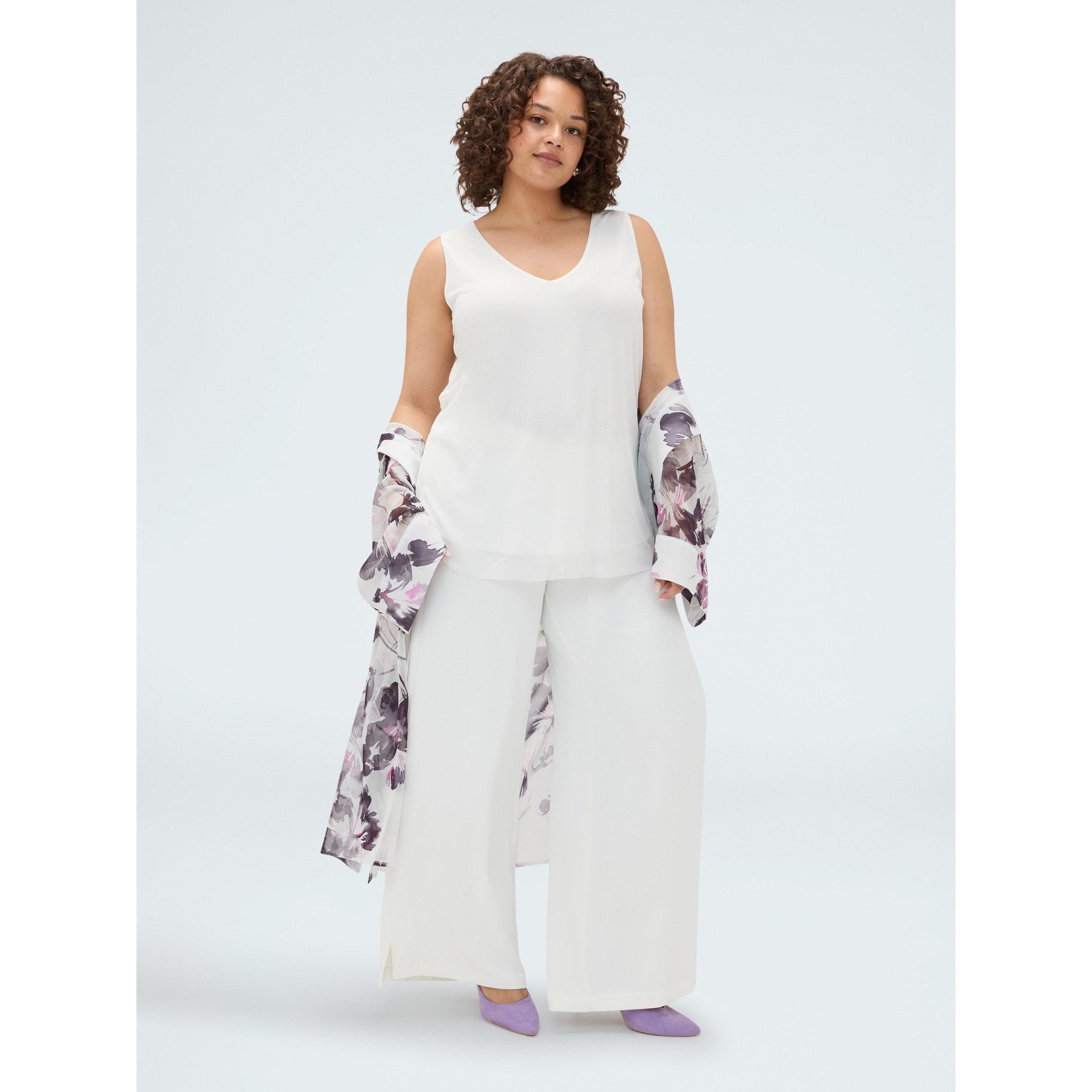 Fiorella Rubino - Top in tulle con scollo a V - Bianco