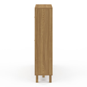 Meuble chaussures Erin 2 portes cannage avec étagères - 12 paires