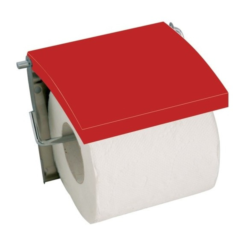 Porte Rouleau Papier Wc Mural MDF & Inox Rouge MSV