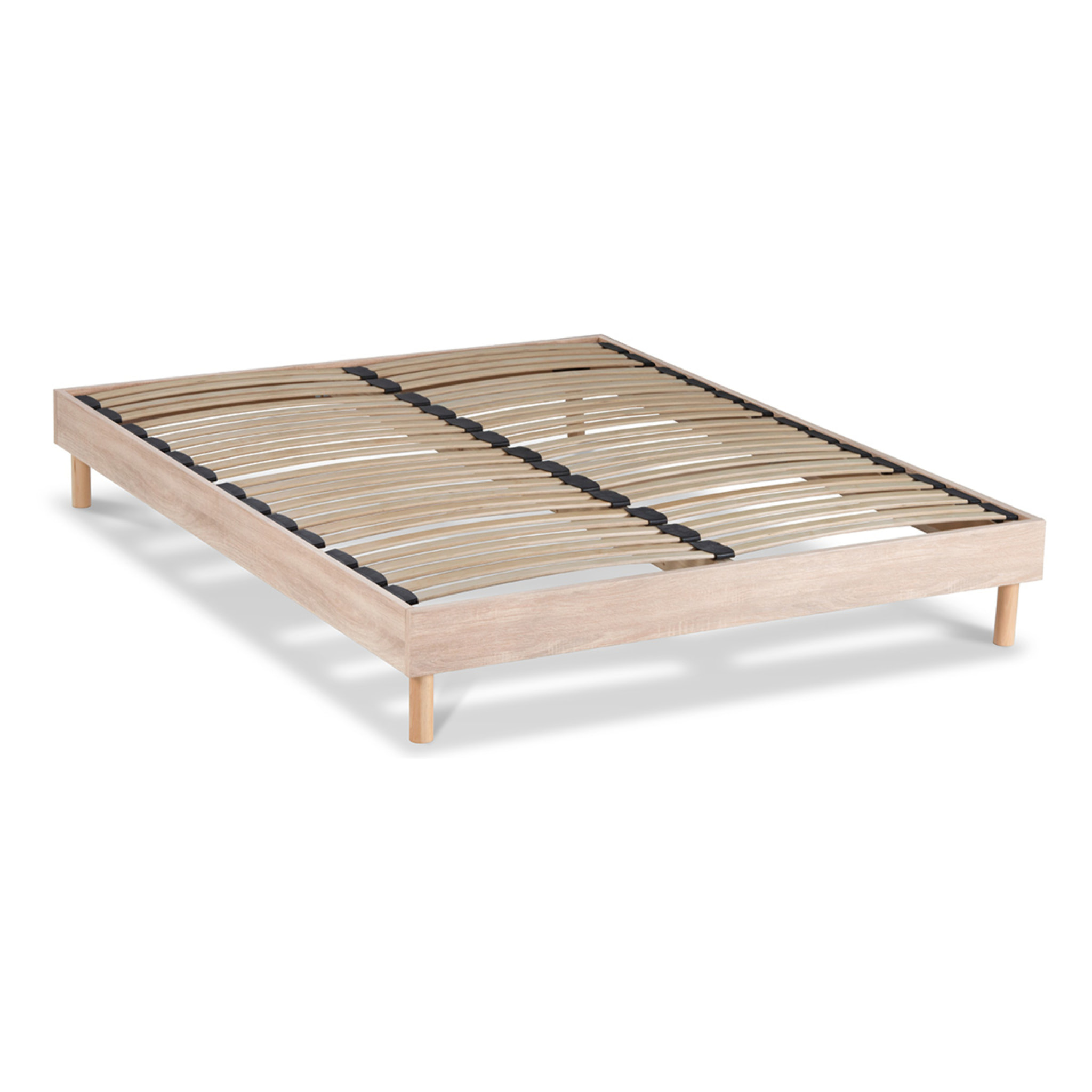 Ensemble Matelas Hybride Concorde & Sommier Bois, Ressorts Ensachés & Mémoire de Forme, 26 cm, Technologie Tri-lattes, Soutien Ferme