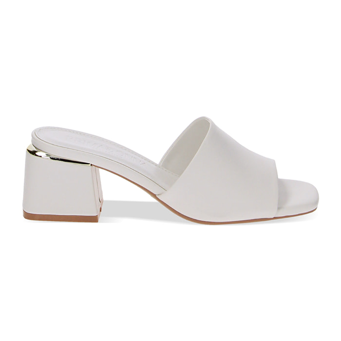 Mules Open Toe bianche, tacco 6 cm