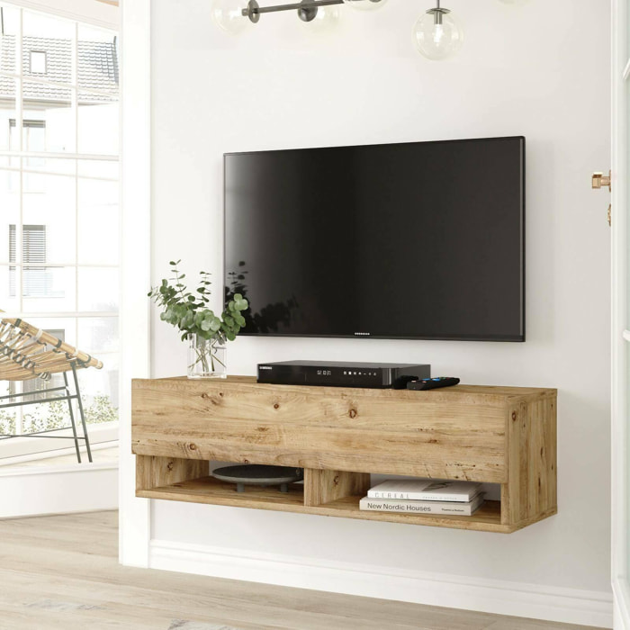 Mobile porta TV Dfantin, Credenza da soggiorno, Armadio basso per TV, Base parete attrezzata, 100x32h29 cm, Quercia