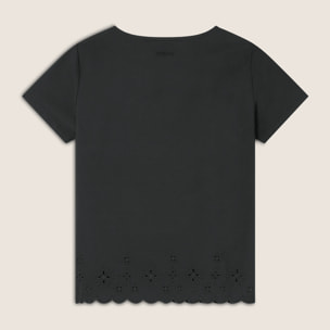 T-shirt regular in cotone con ricami Sangallo