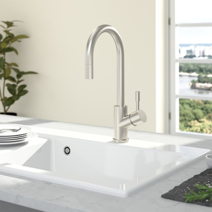 Robinet cuisine Umbrella flex acier massif
