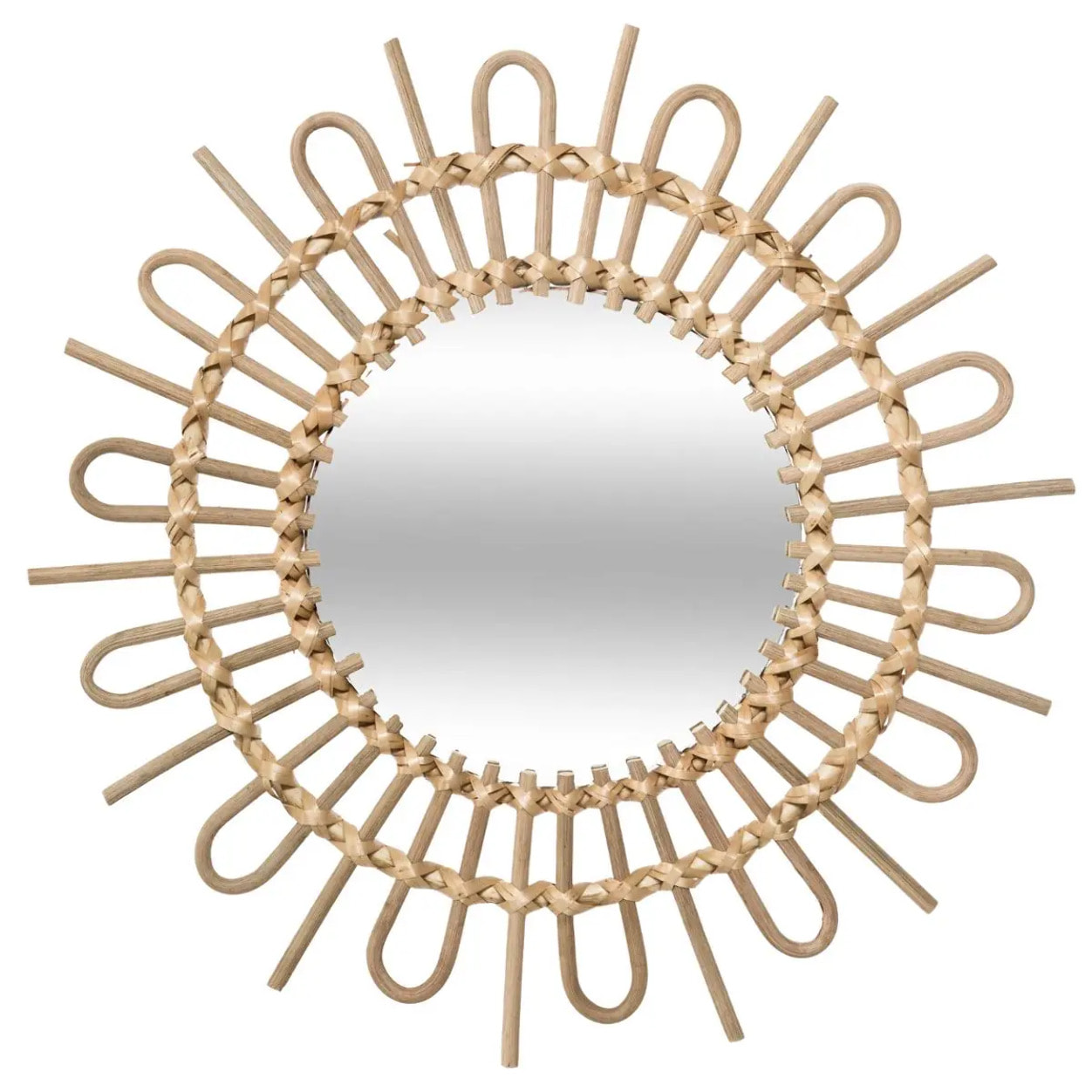 Miroir "Soleil" - rotin D50 cm