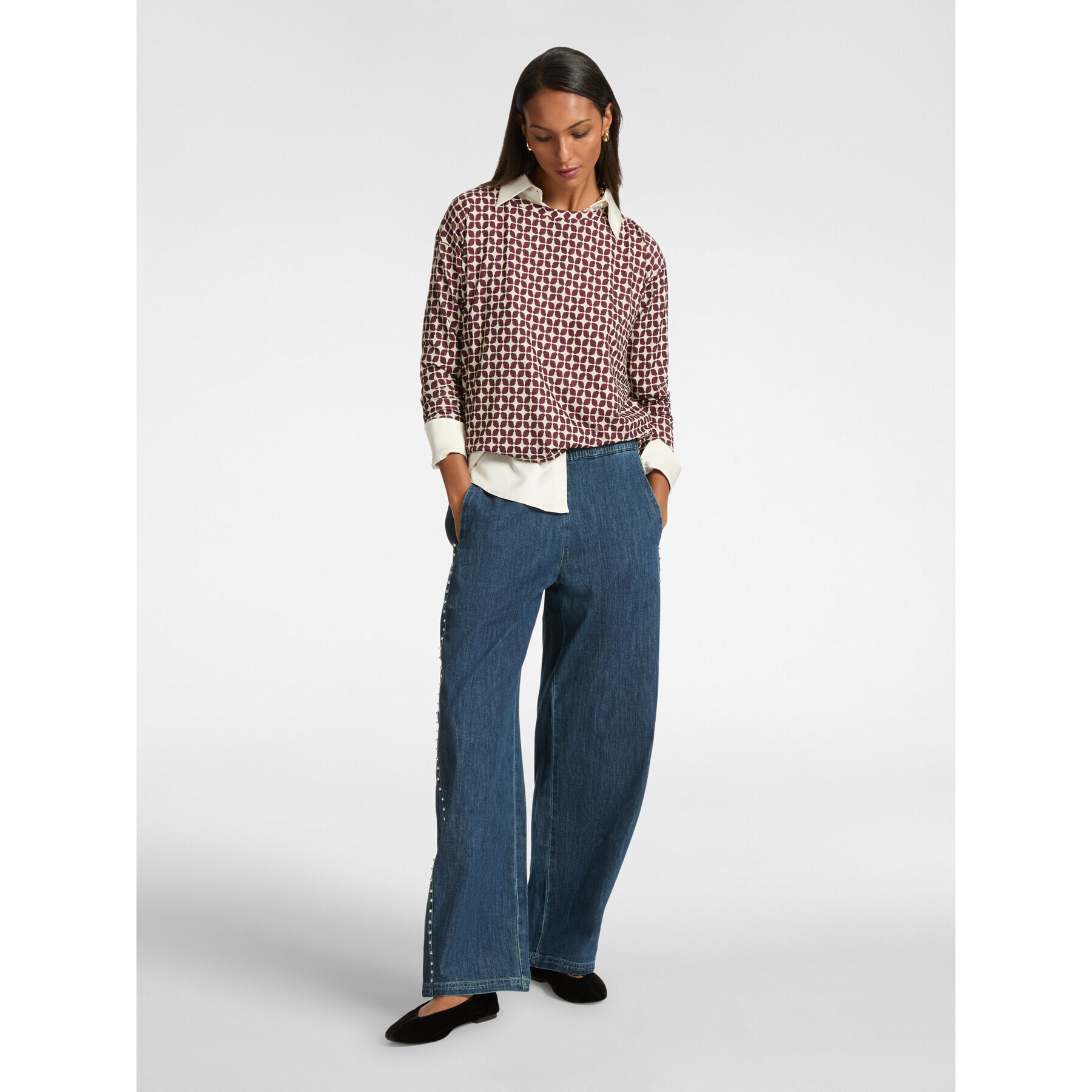 Elena Mirò - Camiseta estampada - Burgundy