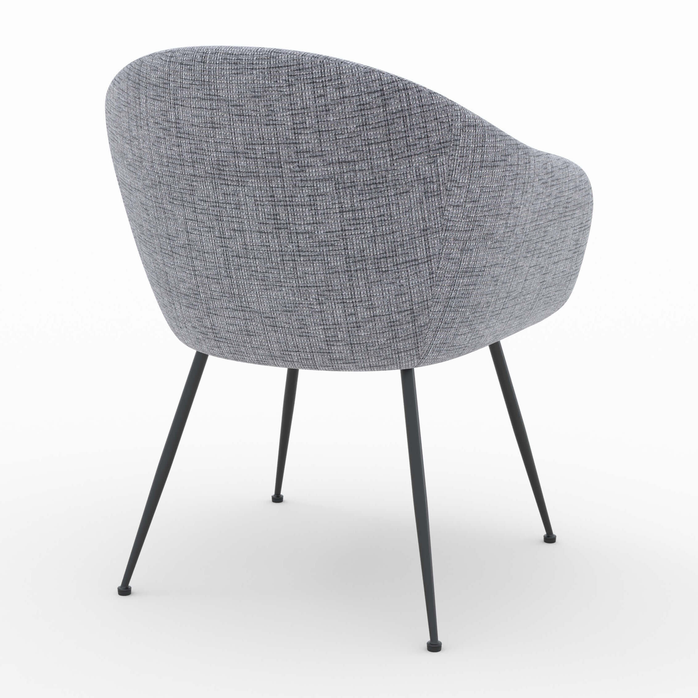 Fauteuil en tissu gris chiné et pieds en métal noir - Socky