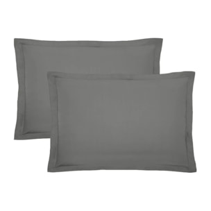 Lot de 2 taies percale de coton uni gris Olana acier