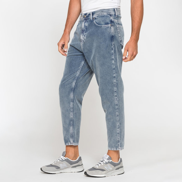 PANTALONE 5 TASCHE IN VELLUTO EFFETTO ACID WASH