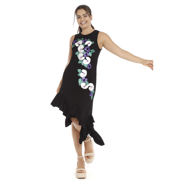 Mamatayoe Vestido Begonia Para Mujer, Escote Redondo, Negro