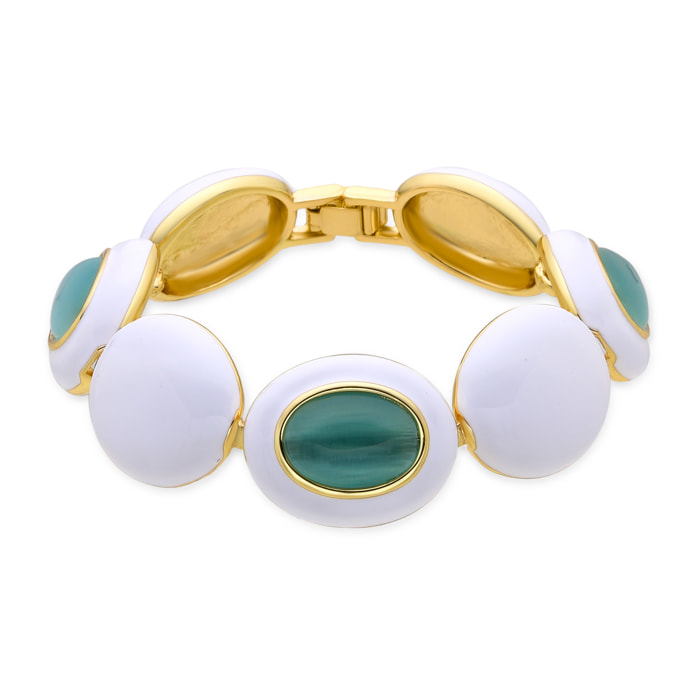 Pulsera de Ojo de Gato Azul acabada en oro amarillo de 18k