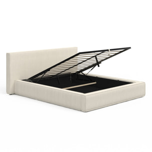 Lit coffre Joyce 160x200cm velours côtelé beige