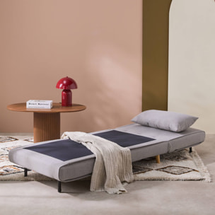 Chauffeuse convertible tissu piétement bois 1 place gris Guest