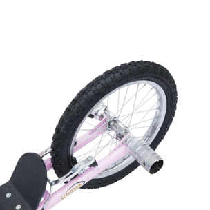 Trottinette patinette freestyle grandes roues pneumatiques Ø 41 cm avec pegs rose