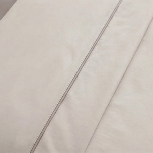 Completo Lenzuola in 100% Cotone con Piping Elegante, Set Letto Morbido e Traspirante con Lenzuolo Sopra, Sotto con Angoli Elasticizzati e Federa Coordinata