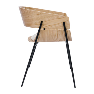 Chaise design bois clair et tissu chenille beige WESS