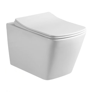 Pack WC sans bride Infinitio + Abattant softclose slim + Bâti support Geberit Extra-plat UP720 + Plaque Blanche