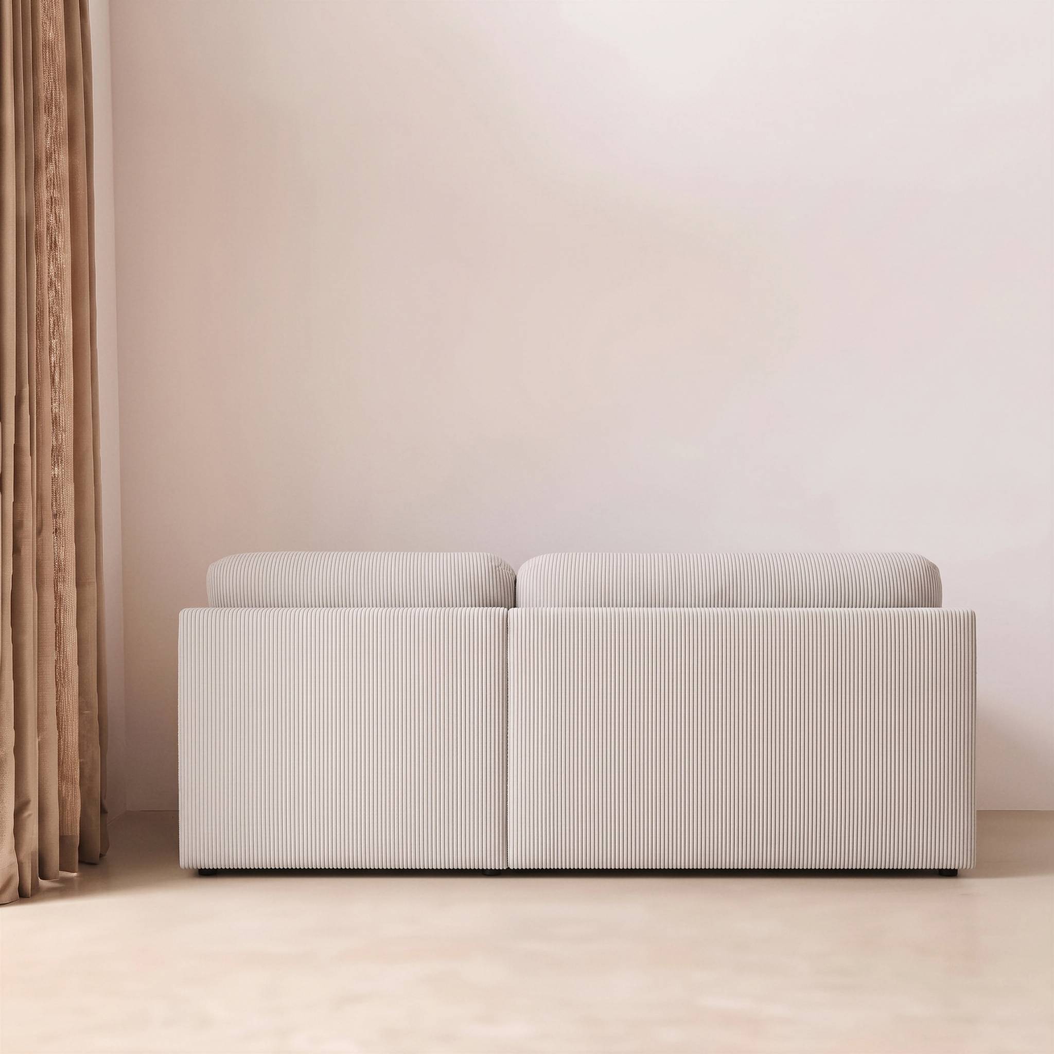 Banquette canapé d'angle droit convertible 3 places velours côtelé avec coffre NELSON