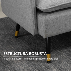 Conjunto de Sofá Incluye 1 Sofá de 2 Plazas y 1 Butaca de Salón con Reposabrazos Asiento Acolchado y Patas de Acero para Dormitorio Oficina Gris