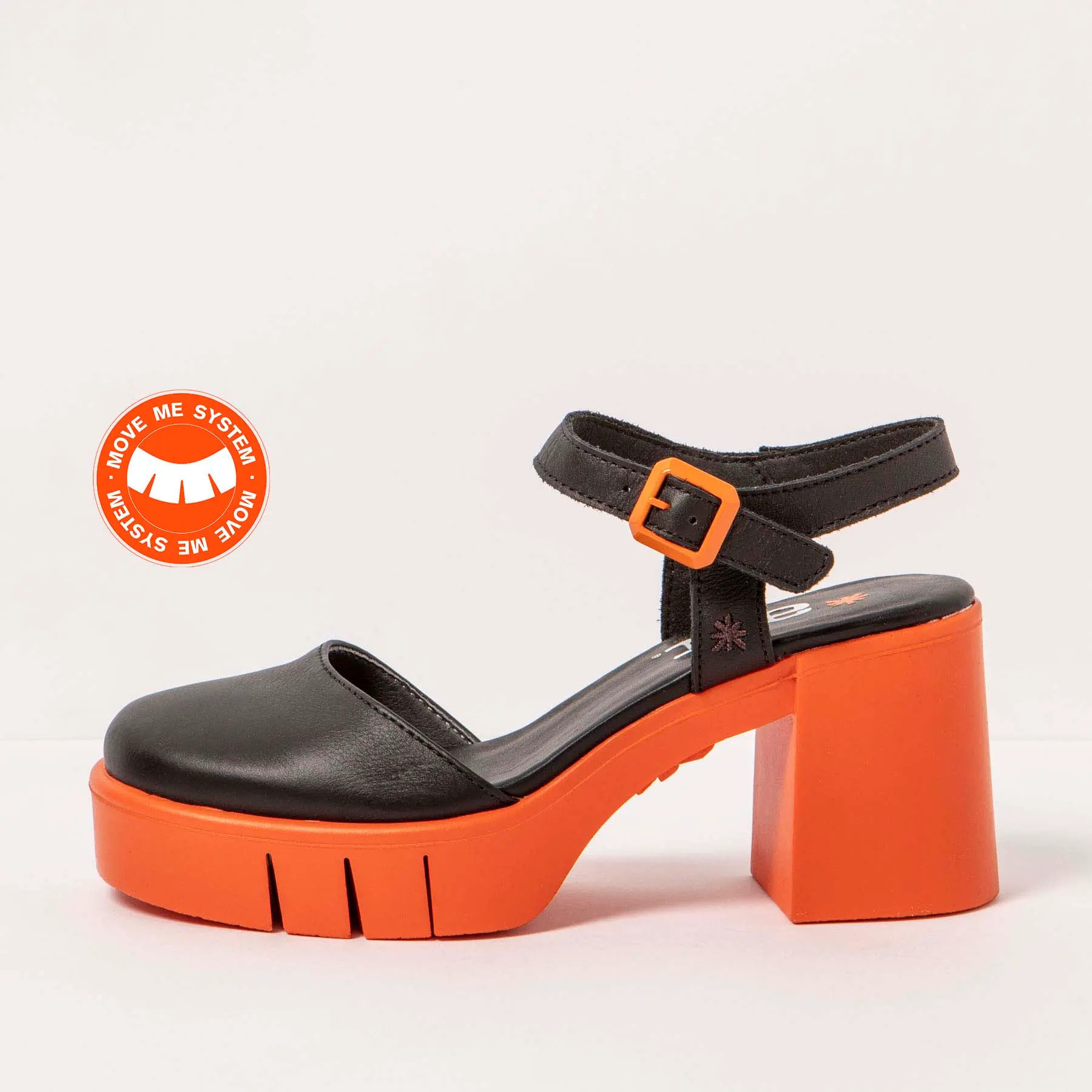 Sandalias con tacón 1991 NAPPA BLACK-ORANGE / EIVISSA color Black-orange