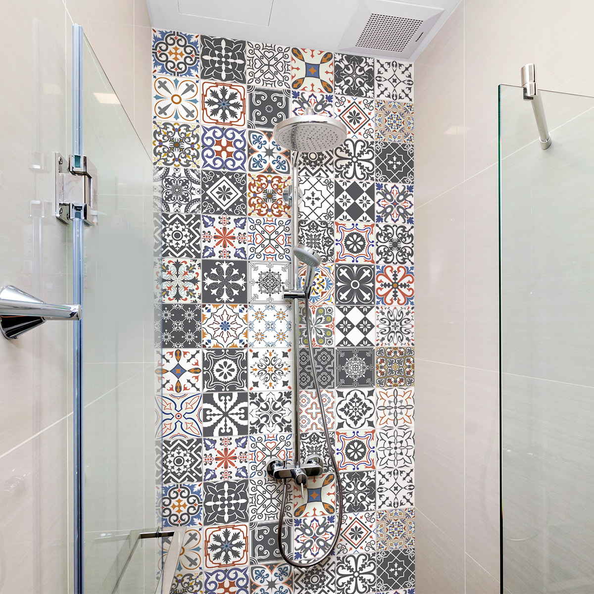 Stickers muraux - Sticker Mural Carrelage adhésif Cuisine Salle de Bain - 24 STICKERS CARREAUX DE CIMENT AZULEJOS FLORE