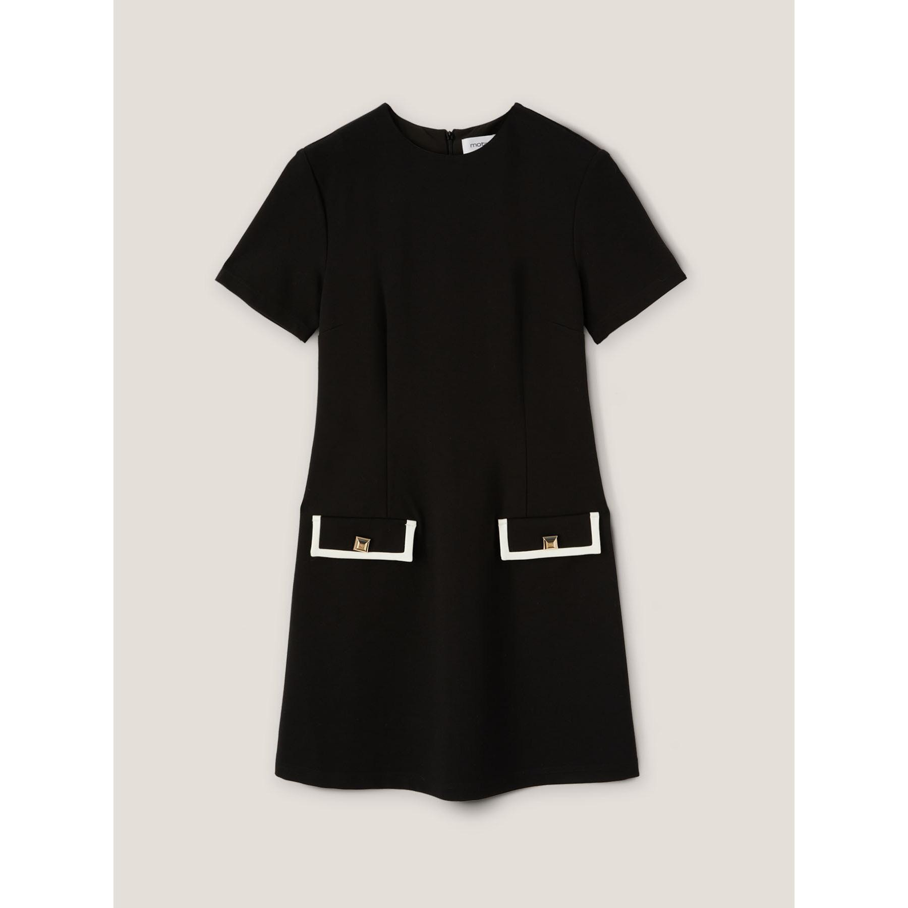 Motivi - Mini dress con bordes en contraste - Negro