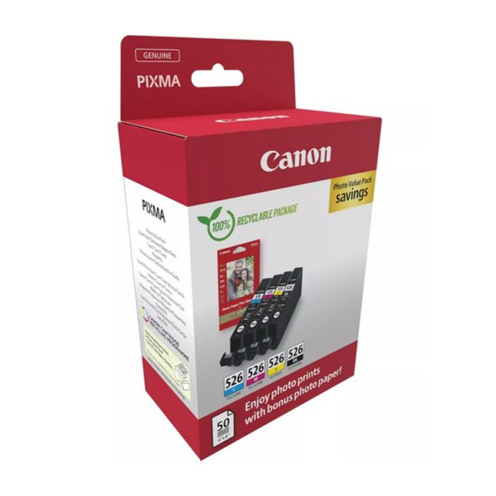 Cartouche d'encre CANON Pack Multipack 5 Originales CLI-526 (BK/C/M/Y) - 4540B007