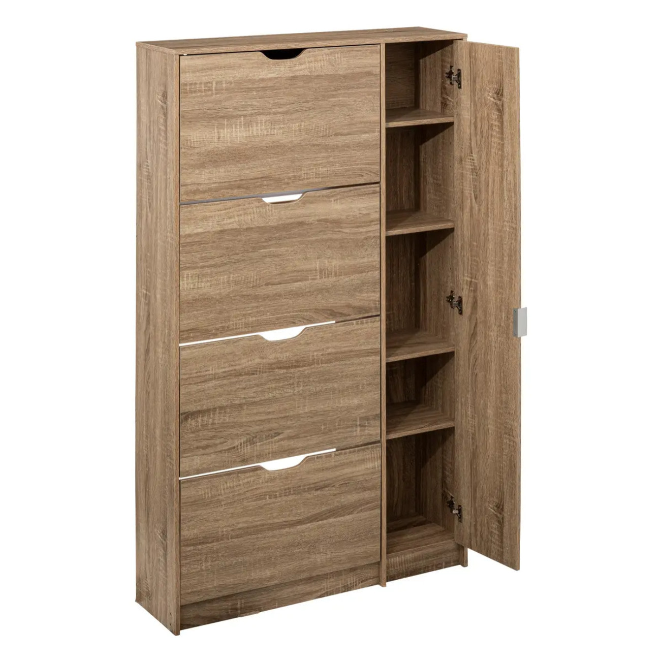 Meuble range-chaussures x24 miroir effet chêne naturel