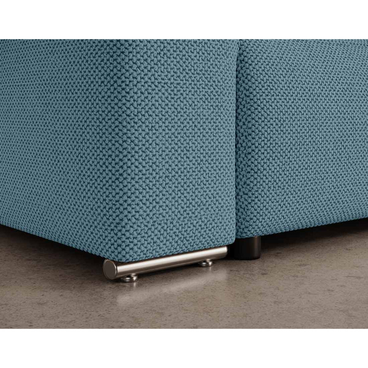 Gabriel - Canapé panoramique en U 7 places convertible avec coffre en tissu texturé - Bleu