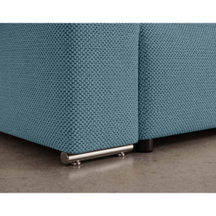 Gabriel - Canapé panoramique en U 7 places convertible avec coffre en tissu texturé - Bleu