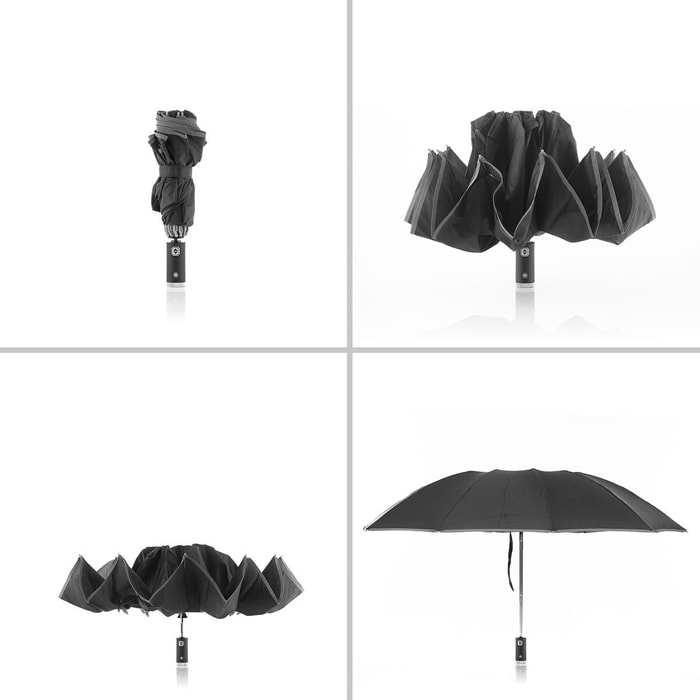 Ombrello Pieghevole Inverso con LED Folbrella InnovaGoods - Nero