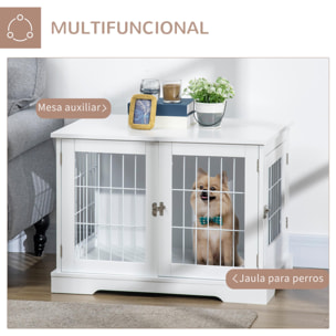 Jaula para Perros de Madera 76x54,5x56 cm Superficie de Mesa 2 Puertas