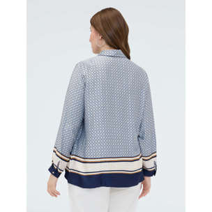 Fiorella Rubino - Camicia in raso con stampa geometrica - Azzurro