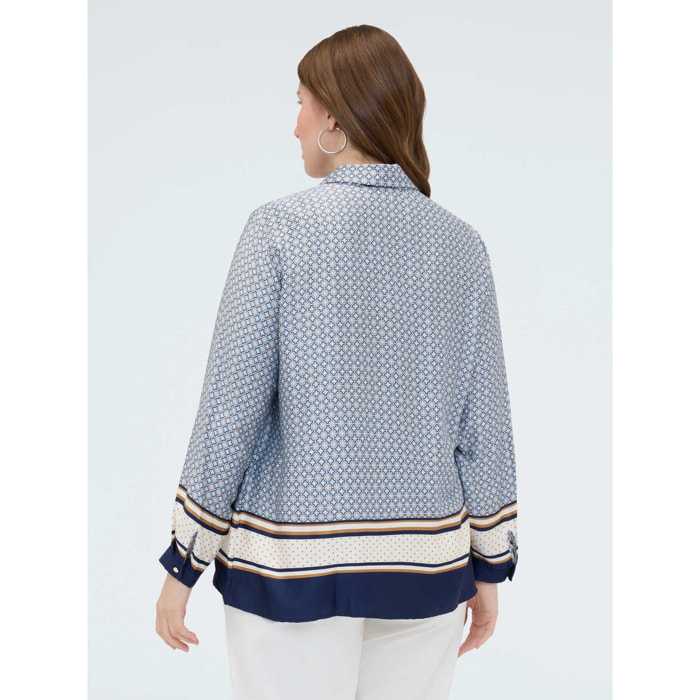 Fiorella Rubino - Camicia in raso con stampa geometrica - Azzurro