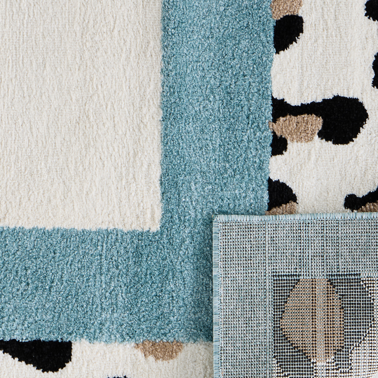 LEOVAH - Tapis de salon bleu à motif léopard